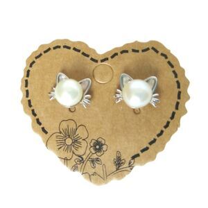 6mm Freshwater Pearls Cat Stud Earrings Sterling Silver S 925 Post
